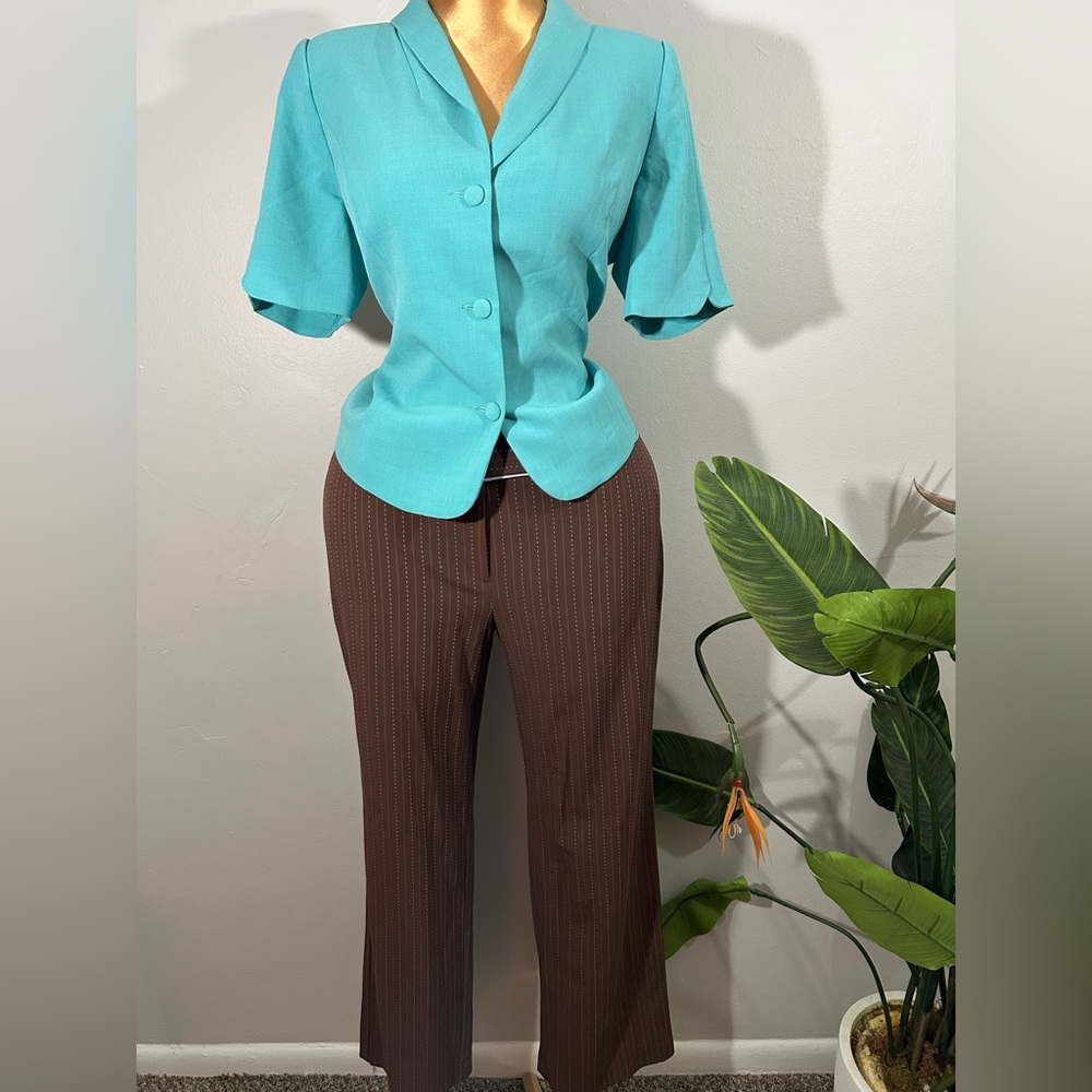 “ OUTFIT 2pcs “ Appleseed's Teal Top and Cato Brown Flare Pants - Picture 2 of 10